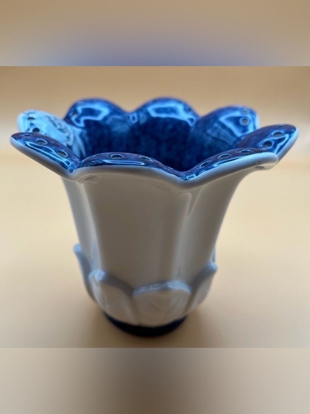 Vintage Grassland Road Accents Floral Blue and White Vase